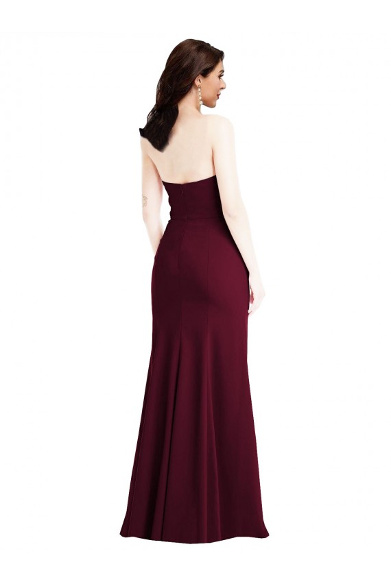 Long Sleeveless Stretch Crepe Burgundy Gold Trumpet Semi Formal Evening Dress / Prom Dress / Bridesmaid Dress Colchester