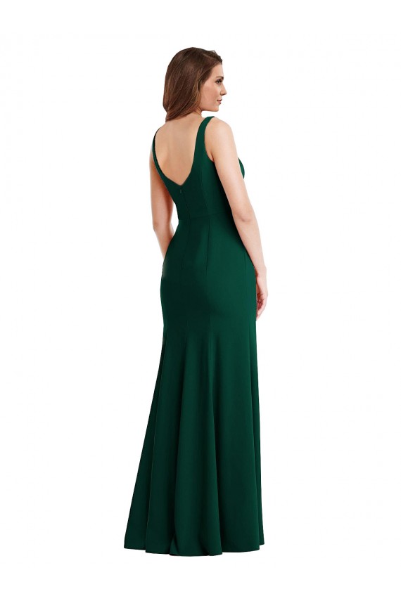 Long Sleeveless Stretch Crepe Midnight Green Trumpet Semi Formal Evening Dress / Prom Dress / Bridesmaid Dress Colchester