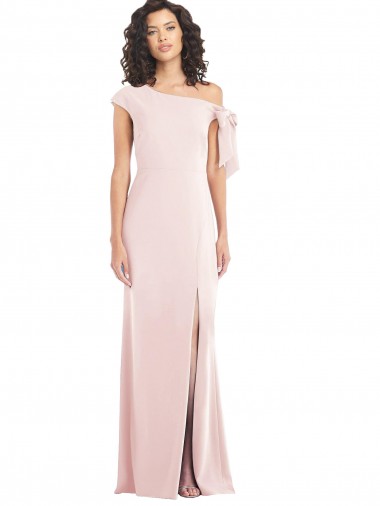 Long Cap Sleeves Stretch Crepe Pink Trumpet Formal Evening Gown / Prom Dress / Bridesmaid Dress Colchester