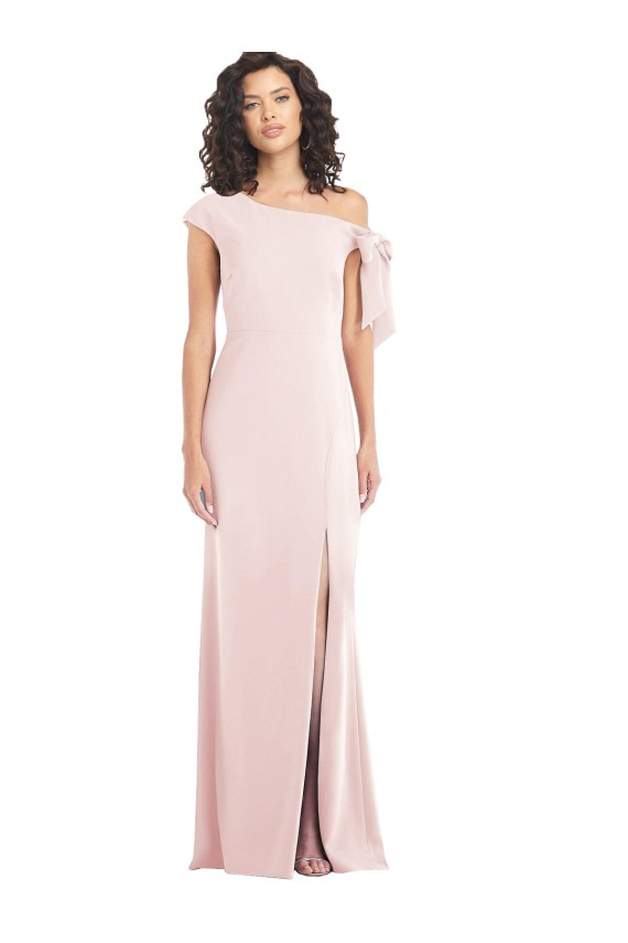 Long Cap Sleeves Stretch Crepe Pink Trumpet Formal Evening Gown / Prom Dress / Bridesmaid Dress Colchester
