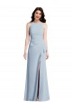 Long Sleeveless Stretch Crepe Light Sky Blue Halter Neck Trumpet Formal Dress / Bridesmaid Dress Colchester