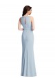 Long Sleeveless Stretch Crepe Light Sky Blue Halter Neck Trumpet Formal Dress / Bridesmaid Dress Colchester