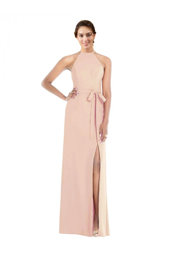 Long Sleeveless Stretch Crepe Nude Trumpet Formal Evening Gown / Prom Dress / Bridesmaid Dress Colchester