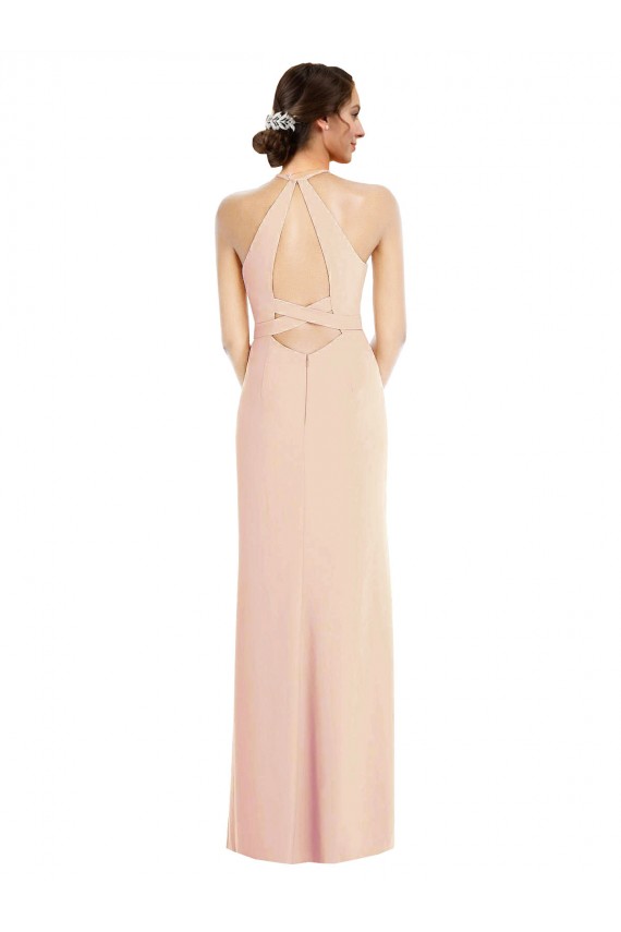 Long Sleeveless Stretch Crepe Nude Trumpet Formal Evening Gown / Prom Dress / Bridesmaid Dress Colchester