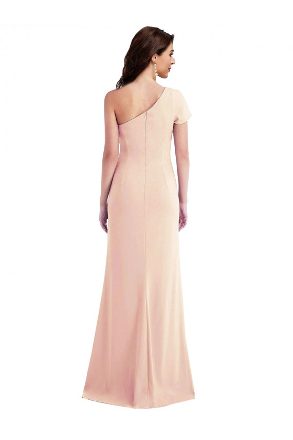 Long Cap Sleeves Stretch Crepe Nude Trumpet Formal Evening Gown / Prom Dress / Bridesmaid Dress Colchester