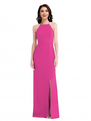 Long Sleeveless Stretch Crepe Fuchsia Trumpet Formal Evening Gown / Prom Dress / Bridesmaid Dress Colchester