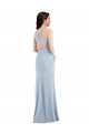 Long Sleeveless Stretch Crepe Light Sky Blue Trumpet Evening Dress / Bridesmaid Dress Colchester