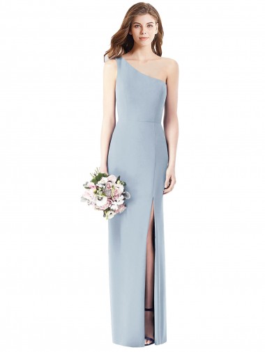 Long Sleeveless Stretch Crepe Light Sky Blue Trumpet Semi Formal Evening Dress / Prom Dress / Bridesmaid Dress Colchester
