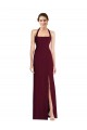 Long Sleeveless Stretch Crepe Burgundy Gold Halter Neck Trumpet Semi Formal Evening Dress / Prom Dress / Bridesmaid Dress Colchester