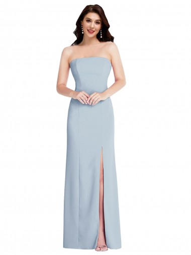 Long Sleeveless Stretch Crepe Light Sky Blue A-Line Formal Evening Gown / Prom Dress / Bridesmaid Dress Colchester