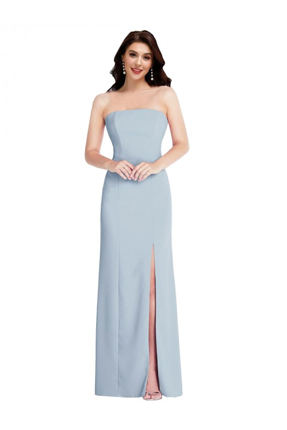 Long Sleeveless Stretch Crepe Light Sky Blue A-Line Formal Evening Gown / Prom Dress / Bridesmaid Dress Colchester