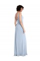 Long Sleeveless Stretch Crepe Light Sky Blue Sheath Prom Dress / Bridesmaid Dress Colchester