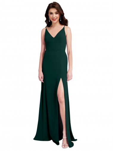 Long Sleeveless Stretch Crepe Midnight Green A-Line Formal Evening Gown / Prom Dress / Bridesmaid Dress Colchester