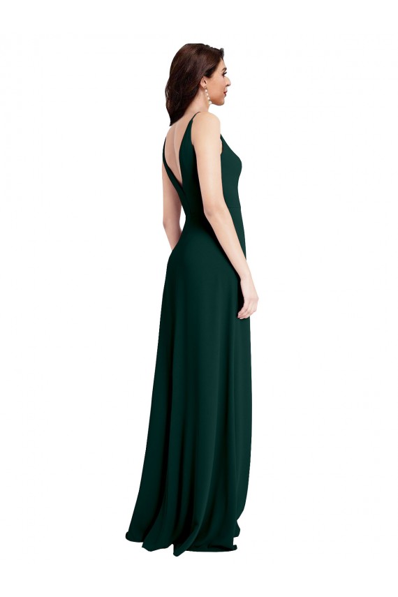 Long Sleeveless Stretch Crepe Midnight Green A-Line Formal Evening Gown / Prom Dress / Bridesmaid Dress Colchester