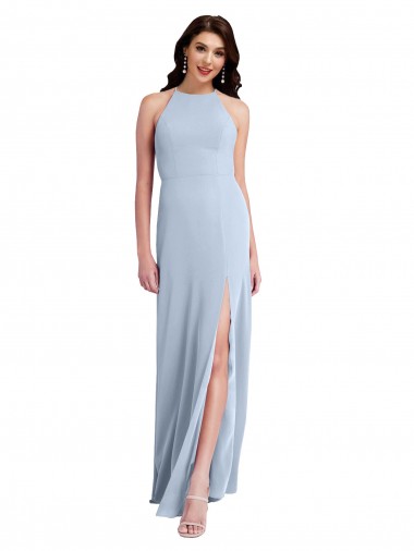 Long Sleeveless Stretch Crepe Light Sky Blue Sheath Formal Evening Gown / Prom Dress / Bridesmaid Dress Colchester