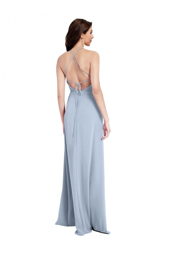Long Sleeveless Stretch Crepe Light Sky Blue Sheath Formal Evening Gown / Prom Dress / Bridesmaid Dress Colchester