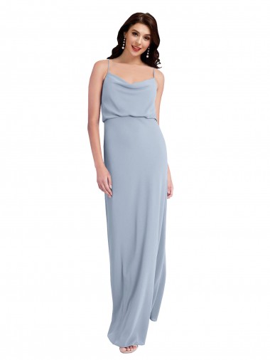 Long Sleeveless Stretch Crepe Smoke Blue Sheath Formal Evening Gown / Prom Dress / Bridesmaid Dress Colchester