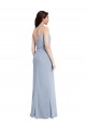 Long Sleeveless Stretch Crepe Smoke Blue Sheath Formal Evening Gown / Prom Dress / Bridesmaid Dress Colchester
