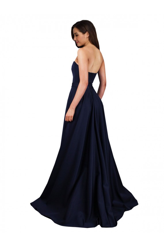 Long Sleeveless Stretch Crepe Dark Navy A-Line Formal Dress / Bridesmaid Dress Colchester