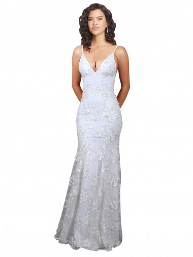Long Sleeveless Stretch Crepe & Sequin Tulle White Mermaid Formal Evening Gown / Prom Dress / Bridesmaid Dress Colchester