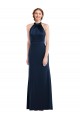 Long Sleeveless Stretch Crepe Dark Navy High Neck Trumpet Semi Formal Evening Dress / Prom Dress / Bridesmaid Dress Colchester