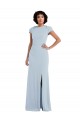 Long Cap Sleeves Stretch Crepe Light Sky Blue Trumpet Semi Formal Evening Dress / Bridesmaid Dress Colchester