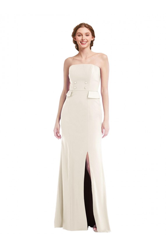 Long Sleeveless Stretch Crepe Ivory Strapless Trumpet Semi Formal Evening Dress / Prom Dress / Bridesmaid Dress Colchester