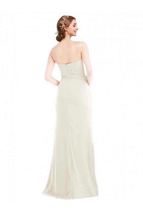 Long Sleeveless Stretch Crepe Ivory Strapless Trumpet Semi Formal Evening Dress / Prom Dress / Bridesmaid Dress Colchester