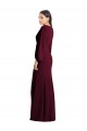 Long Puff Sleeves Stretch Crepe Burgundy Gold Trumpet Semi Formal Evening Dress / Prom Dress / Bridesmaid Dress Colchester