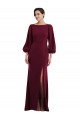 Long Long Sleeves Stretch Crepe Burgundy Gold Trumpet Formal Evening Gown / Prom Dress / Bridesmaid Dress Colchester