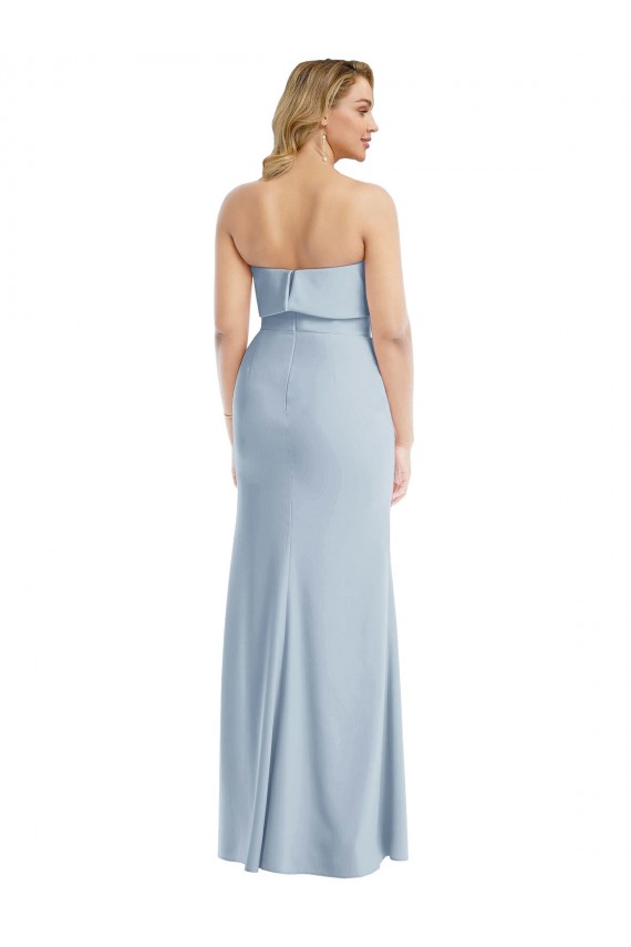 Long Sleeveless Stretch Crepe Light Sky Blue Strapless Trumpet Semi Formal Evening Dress / Prom Dress / Bridesmaid Dress Colchester