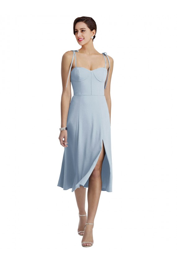 Midi Length Sleeveless Stretch Crepe Light Sky Blue A-Line Evening Gown / Prom Dress / Bridesmaid Dress Colchester