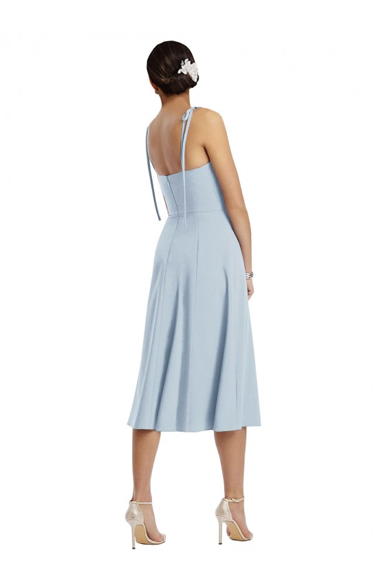Midi Length Sleeveless Stretch Crepe Light Sky Blue A-Line Evening Gown / Prom Dress / Bridesmaid Dress Colchester