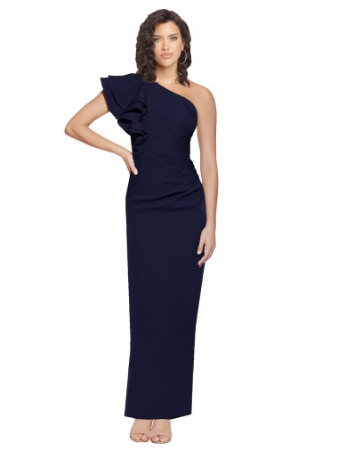 Long Sleeveless Stretch Crepe Dark Navy Sheath Formal Evening Gown / Prom Dress / Bridesmaid Dress Colchester