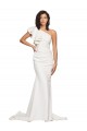 Sweep Train Sleeveless Stretch Crepe Ivory One Shoulder Sheath Semi Formal Evening Dress / Prom Dress / Bridesmaid Dress Colchester