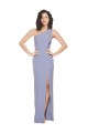 Long Sleeveless Stretch Crepe Smoke Blue One Shoulder Sheath Formal Evening Gown / Prom Dress / Bridesmaid Dress Colchester