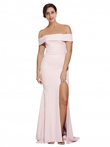 Sweep Train Sleeveless Stretch Crepe Pink Sheath Formal Evening Gown / Prom Dress / Bridesmaid Dress Colchester
