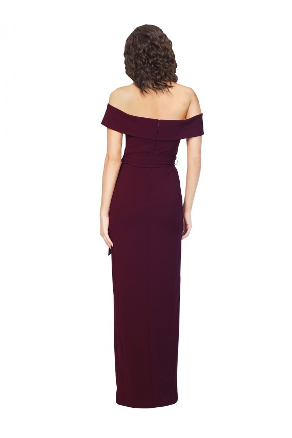Long Sleeveless Stretch Crepe Burgundy Gold Sheath Formal Evening Gown / Prom Dress / Bridesmaid Dress Colchester