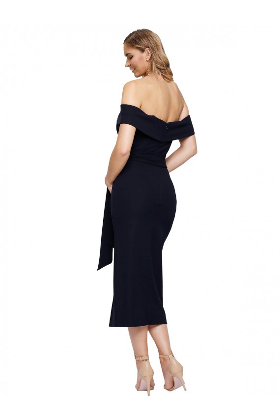 Midi Length Sleeveless Stretch Crepe Black Sheath Formal Evening Gown / Prom Dress / Bridesmaid Dress Colchester