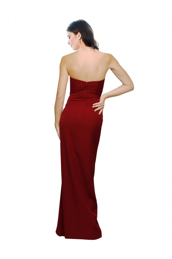 Long Sleeveless Stretch Crepe Burgundy Sheath Bridesmaid Dress / Evening Dress Colchester