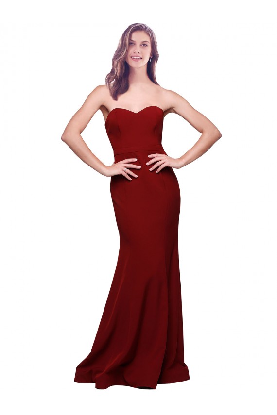 Long Sleeveless Stretch Crepe Burgundy Sheath Formal Evening Gown / Prom Dress / Bridesmaid Dress Colchester