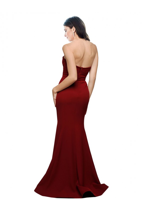 Long Sleeveless Stretch Crepe Burgundy Sheath Formal Evening Gown / Prom Dress / Bridesmaid Dress Colchester
