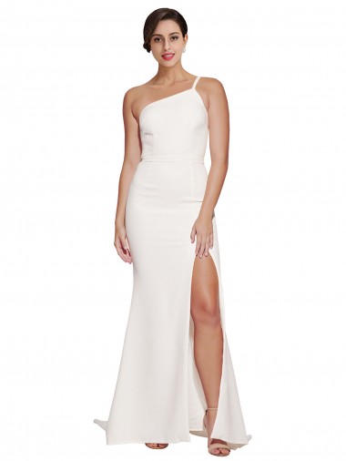 Sweep Train Sleeveless Stretch Crepe Ivory Sheath Semi Formal Evening Dress / Prom Dress / Bridesmaid Dress Colchester