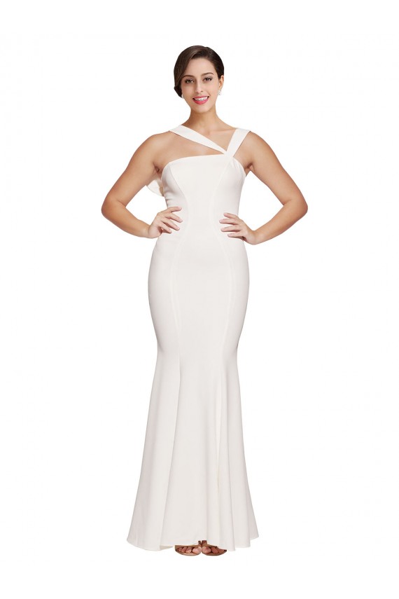 Long Sleeveless Stretch Crepe Ivory Sheath Formal Evening Gown / Prom Dress / Bridesmaid Dress Colchester