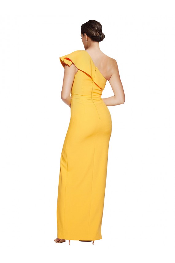 Long Sleeveless Stretch Crepe Saffron Sheath Formal Evening Gown / Prom Dress / Bridesmaid Dress Colchester
