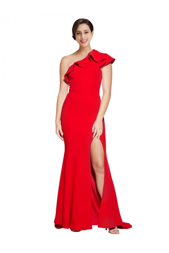 Sweep Train Sleeveless Stretch Crepe Red Sheath Semi Formal Evening Dress / Prom Dress / Bridesmaid Dress Colchester