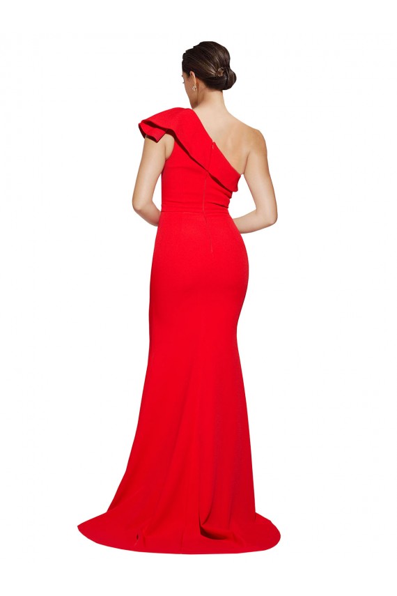 Sweep Train Sleeveless Stretch Crepe Red Sheath Semi Formal Evening Dress / Prom Dress / Bridesmaid Dress Colchester