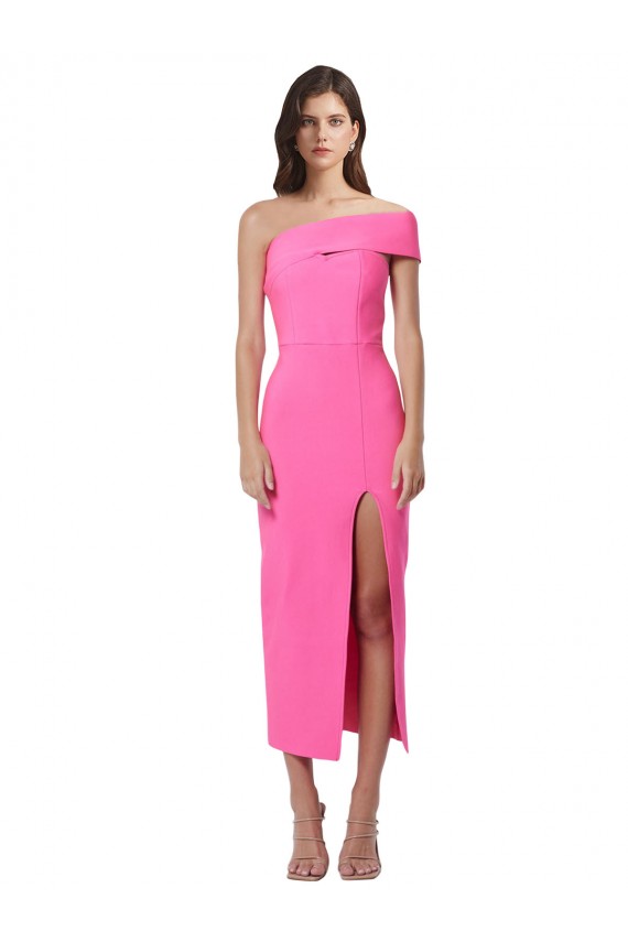 Midi Length Sleeveless Stretch Crepe Fuchsia Sheath Evening Gown / Prom Dress / Bridesmaid Dress Colchester