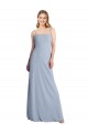 Long Sleeveless Stretch Crepe Smoke Blue Square Neck A-Line Prom Dress / Bridesmaid Dress Colchester