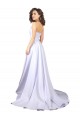 Long Sleeveless Stretch Crepe White A-Line Beach Wedding Dress Colchester